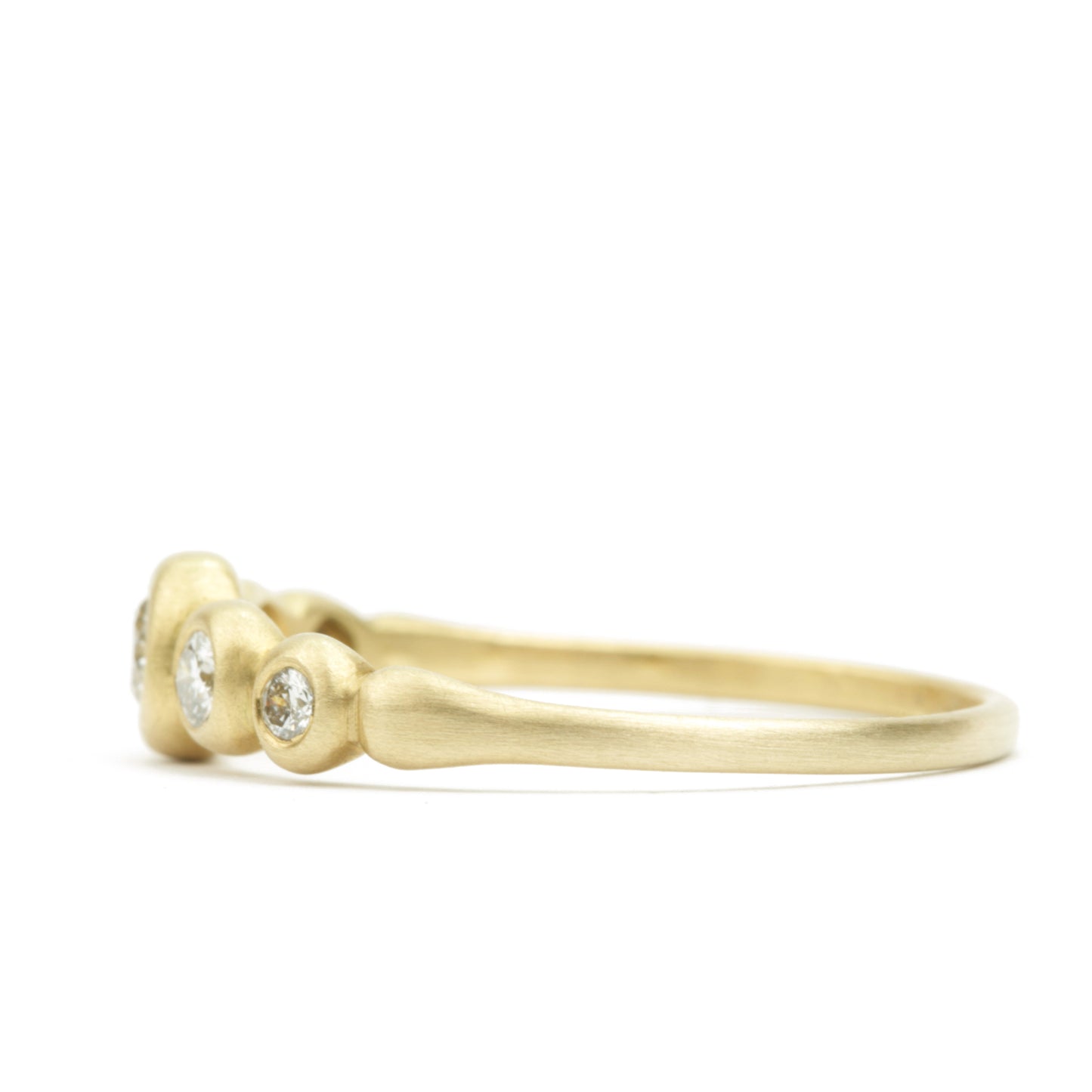Kima Ring with diamonds, 10 point center stone, side view