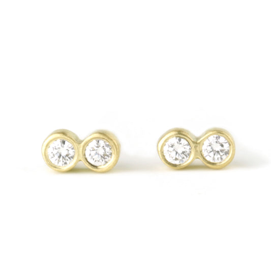 Teeny Double Stud Earrings with diamonds