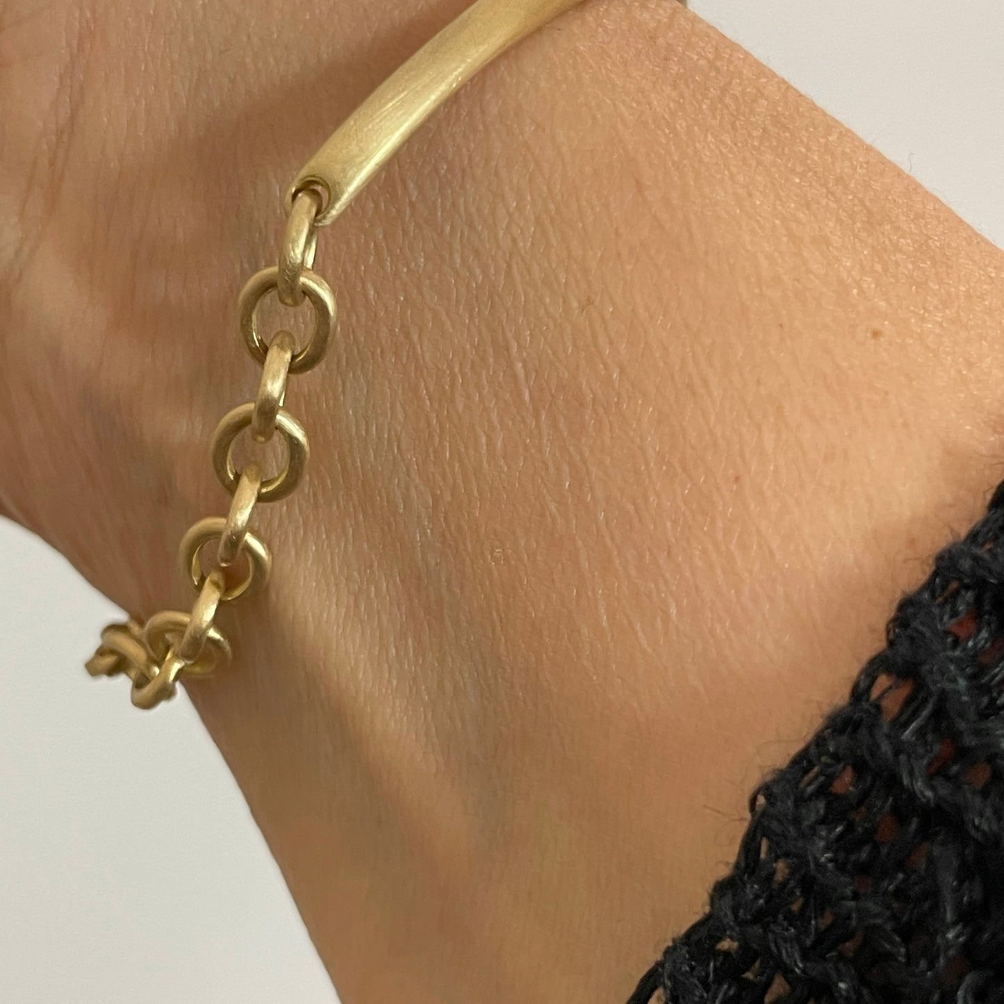City Chain Cuff, bottom view, on wrist