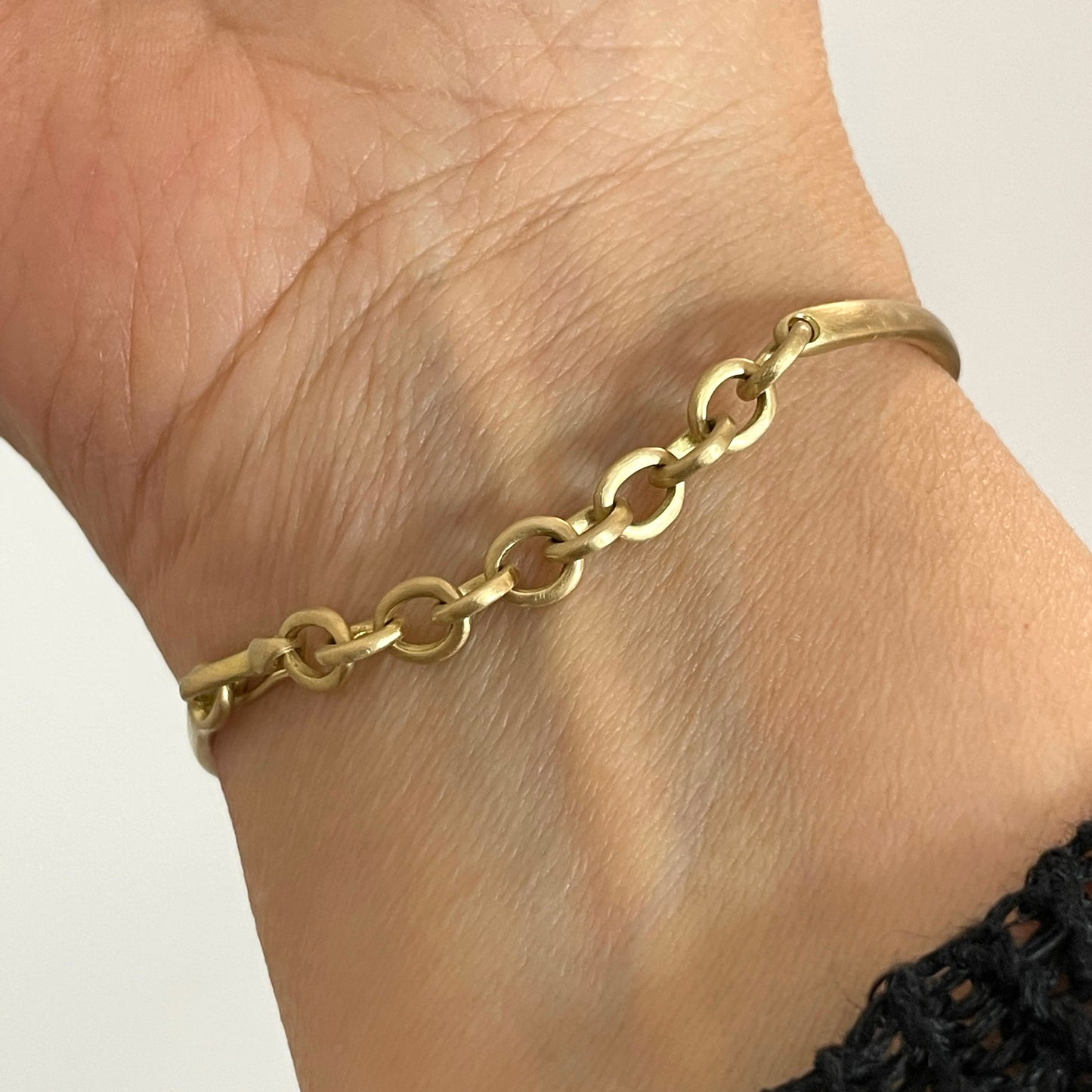 City Chain Cuff, bottom view, on wrist