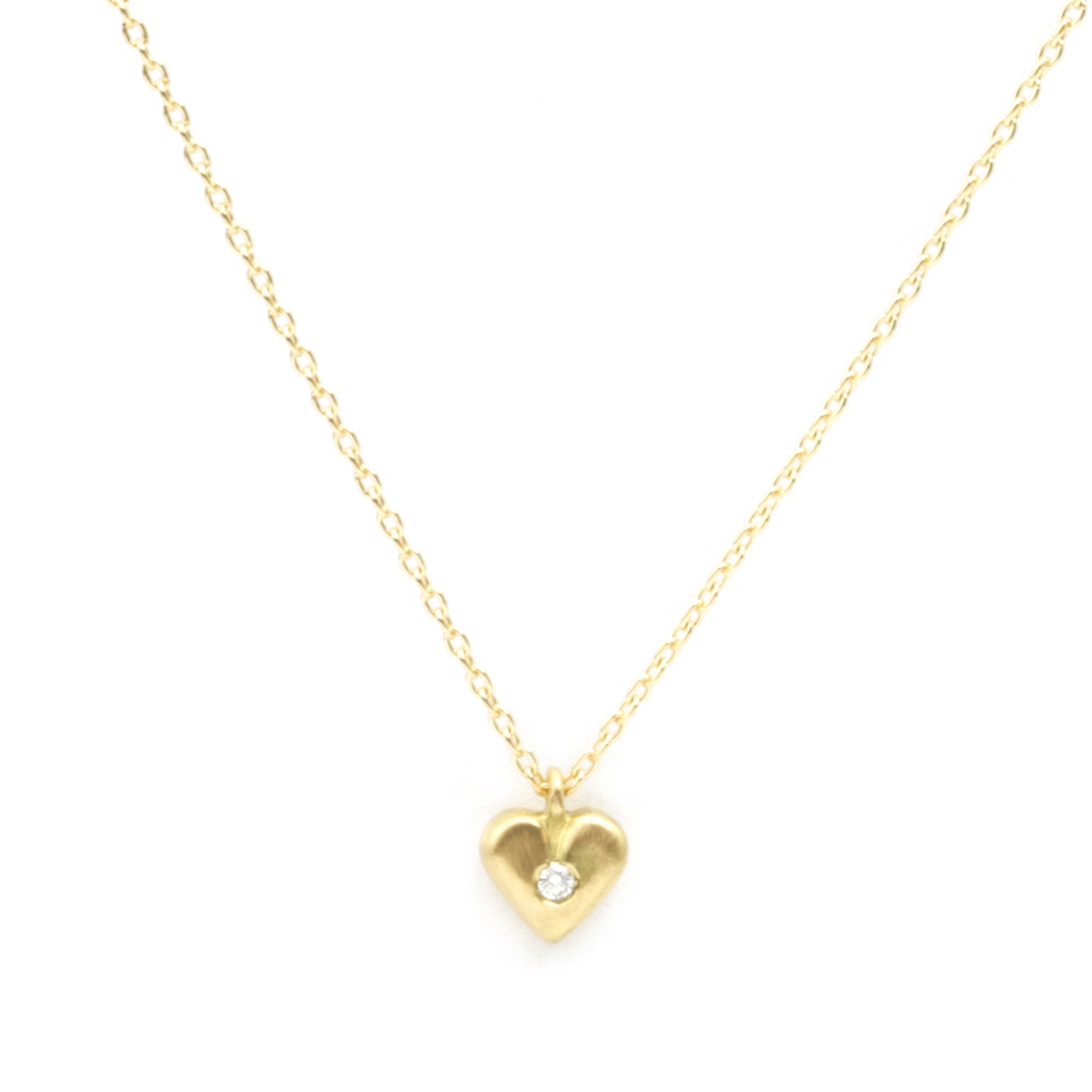 Micro Heart with diamond on cable chain