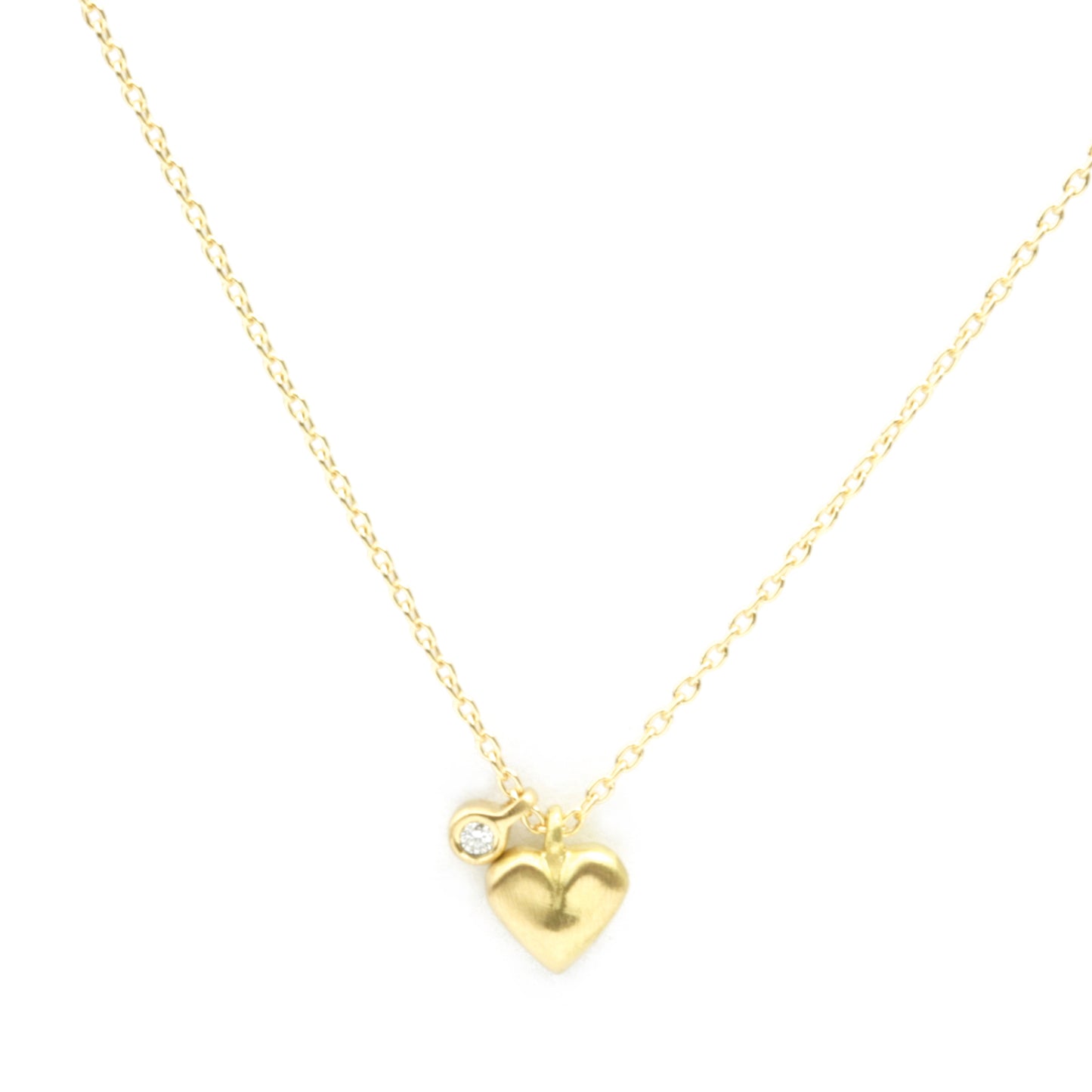 Micro Heart with diamond tag on cable chain