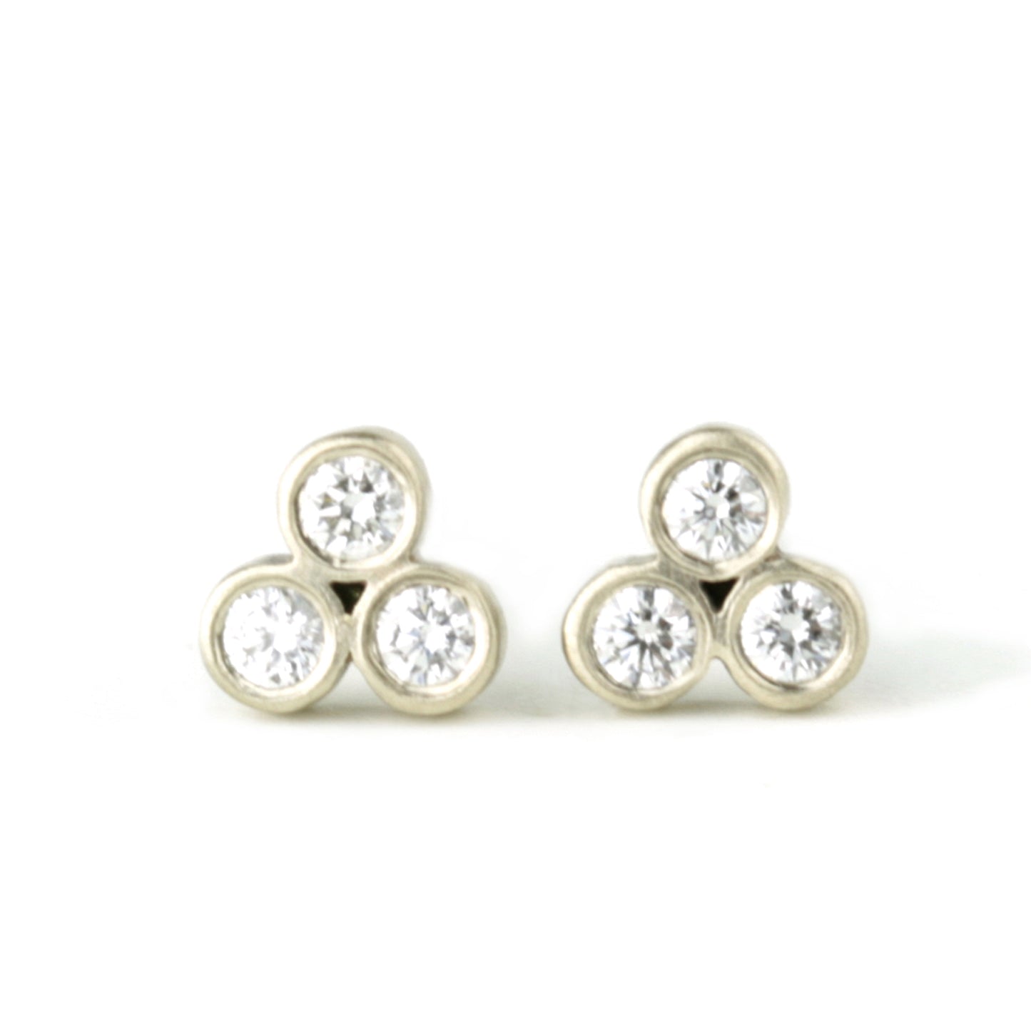 Teeny Triple Stud Earrings with diamonds