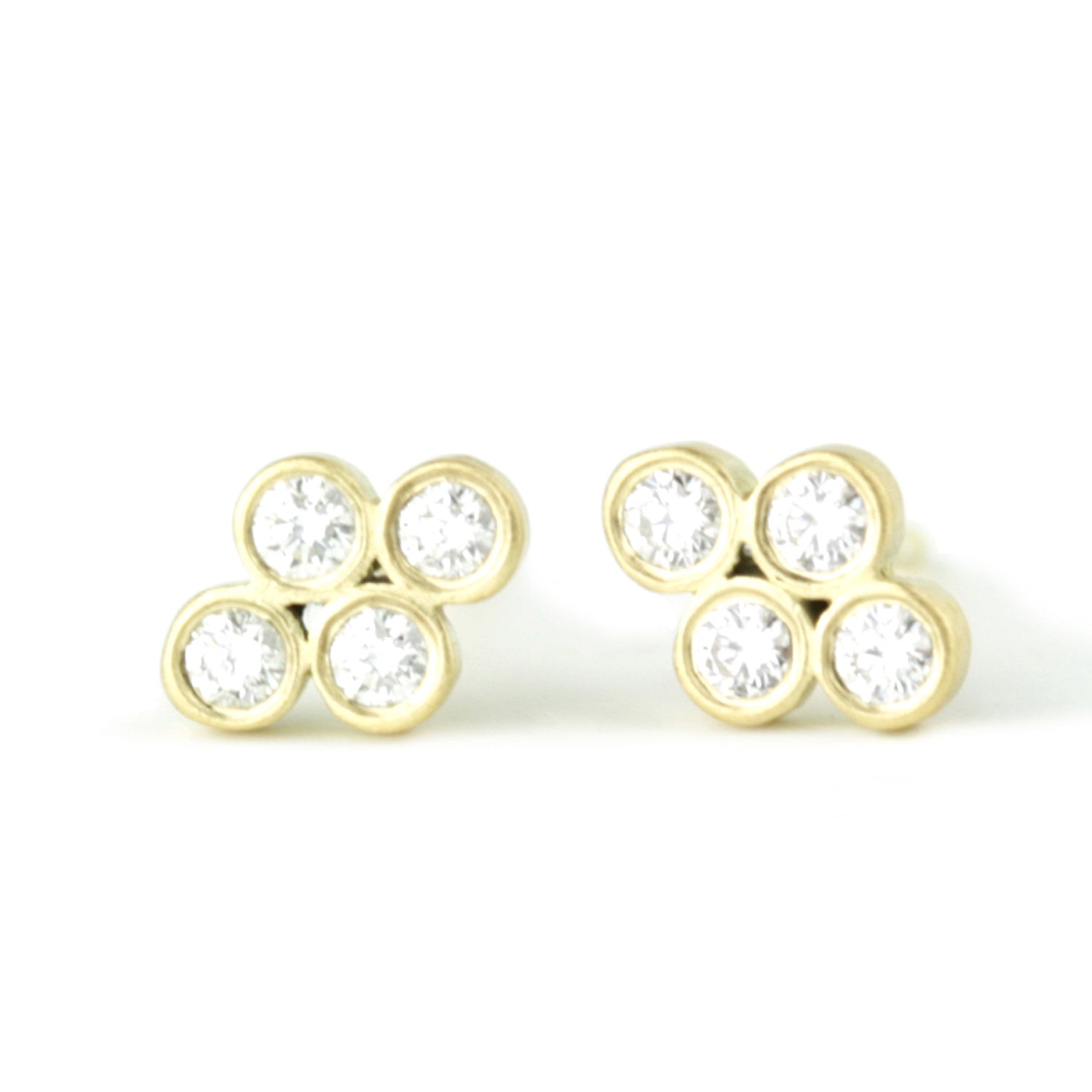 Marian Maurer Teeny Stud Quad with 2 point diamonds 18K Earrings