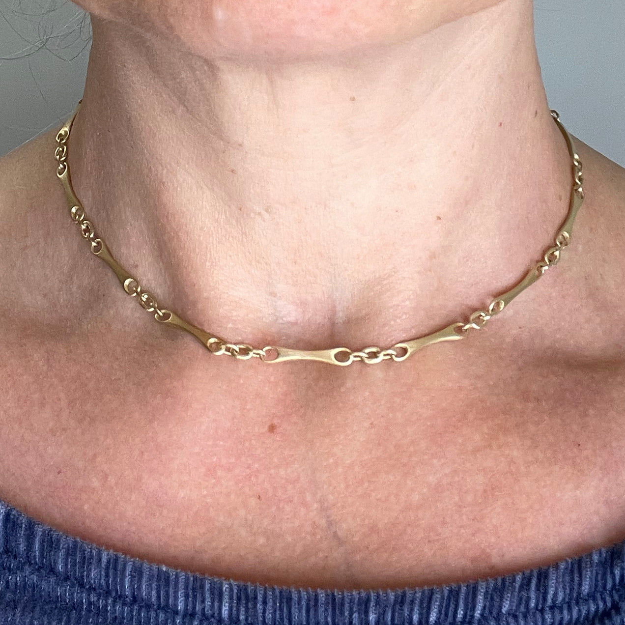 City Bar Link Necklace Small, on neck