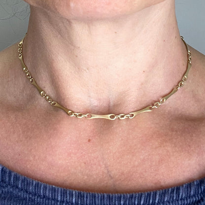 City Bar Link Necklace Small, on neck
