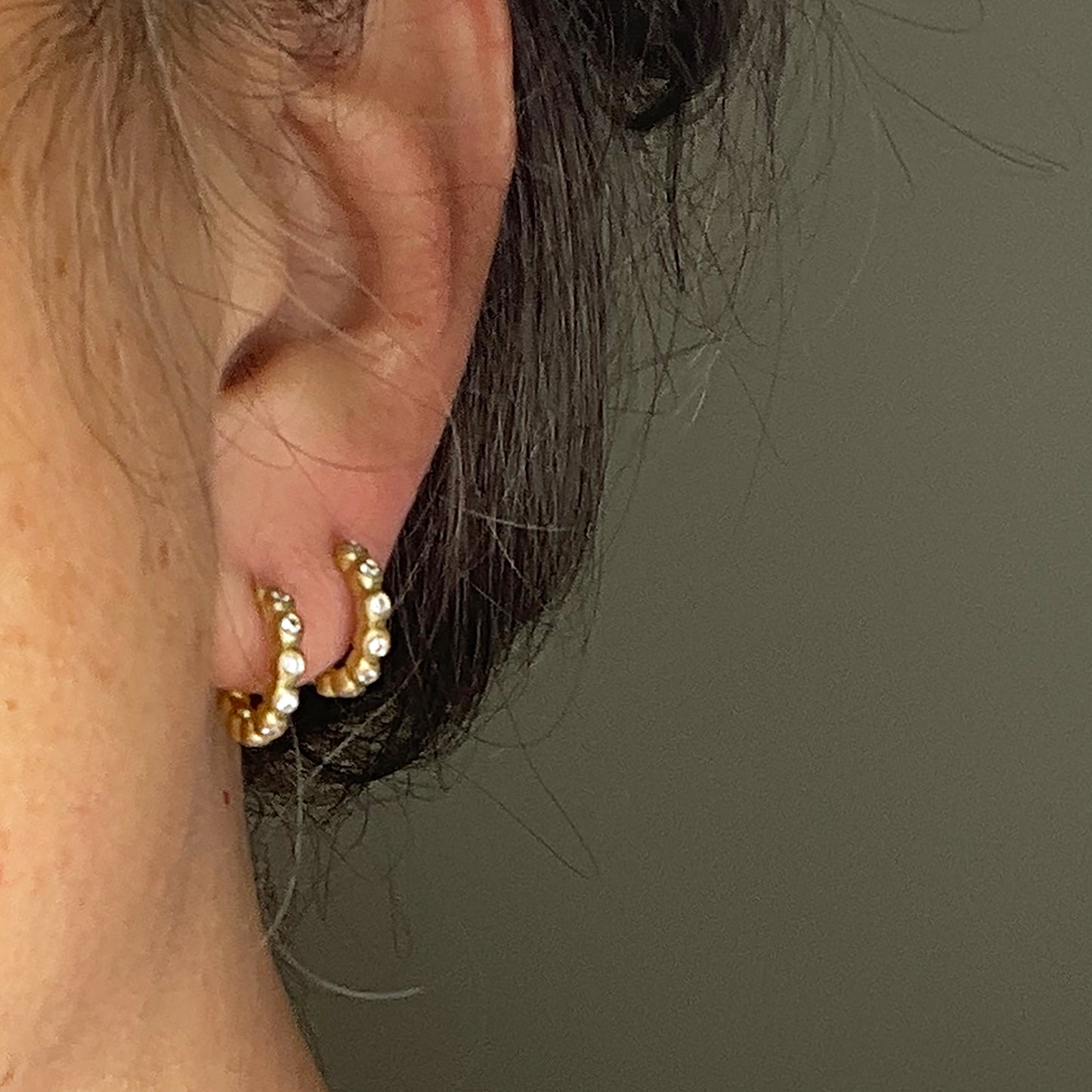 City Hoops with Diamonds, on ear