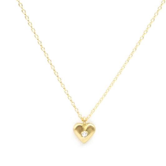 Micro Heart with diamond on cable chain