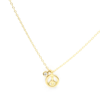 Micro Peace Sign with diamond tag on cable chain