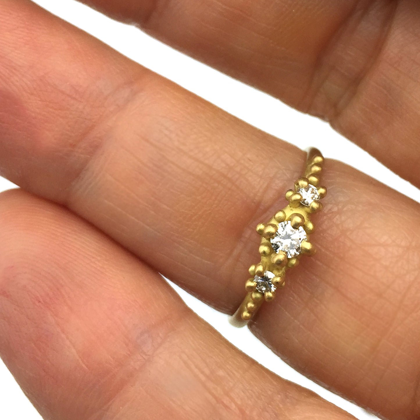 Ariel Ring with 3 mm and two 2 mm diamonds